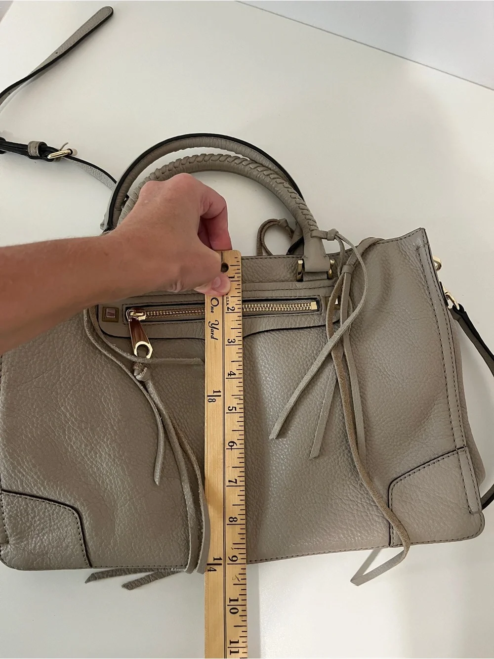 Rebecca Minkoff Khaki Leather Regan Satchel Crossbody Bag